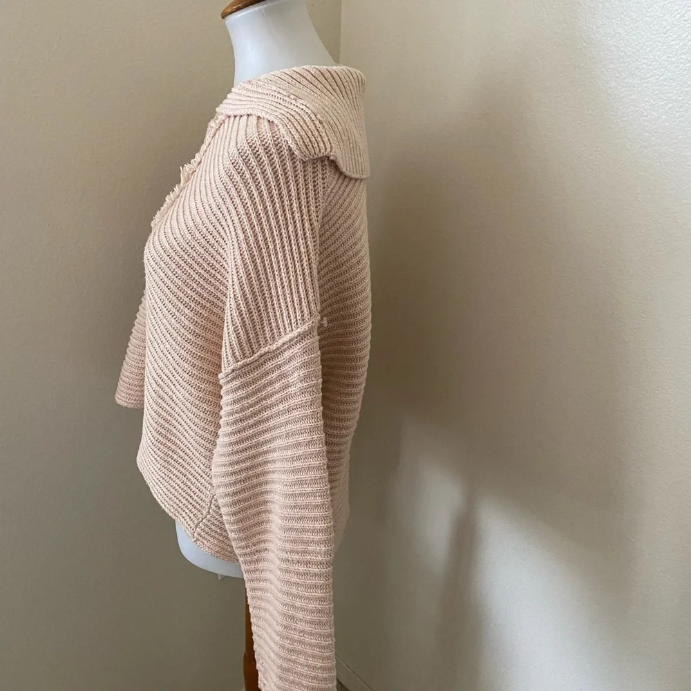 Free People Women’s Marlie Pullover V Neck Sweater Pink Size XS Ribbed Knit